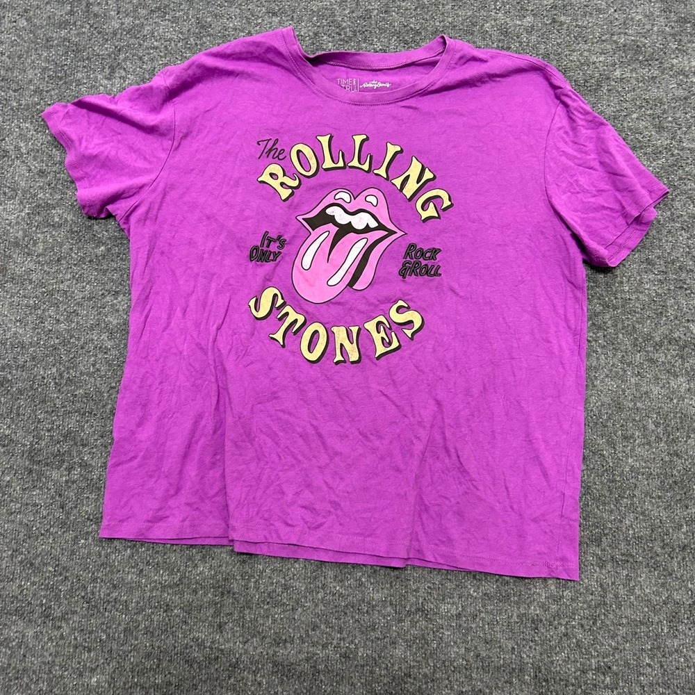 Time and Tru T-Shirt Womens XXL 20 Purple Rolling Stones Graphic Rock Band Tee